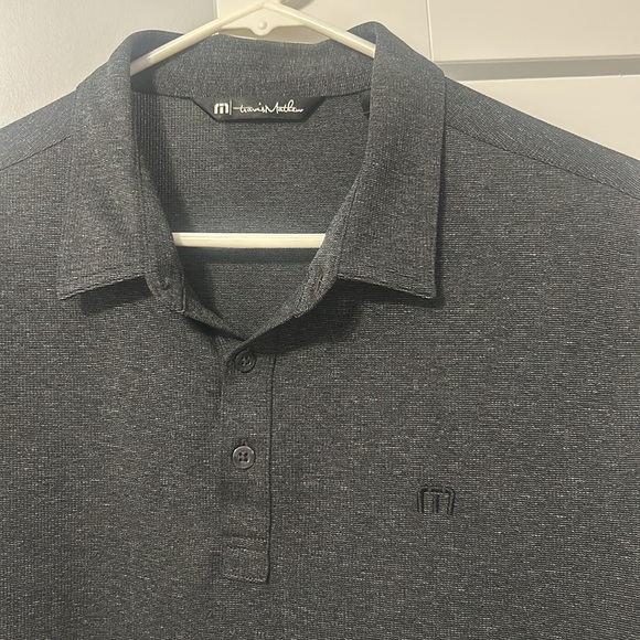 Black/Grey Travis Mathew Large Short Sleeved Collared Shirt - Picture 2 of 4